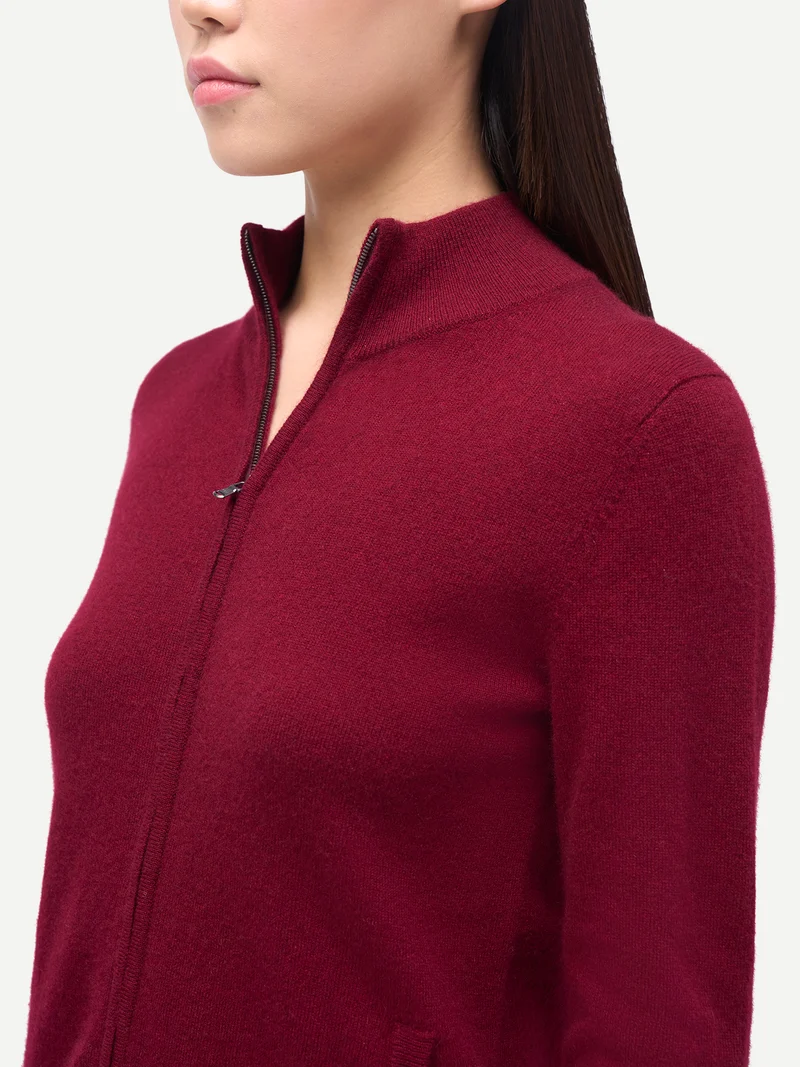 Zeitloser Kaschmir Strickjacke mit Reißverschluss