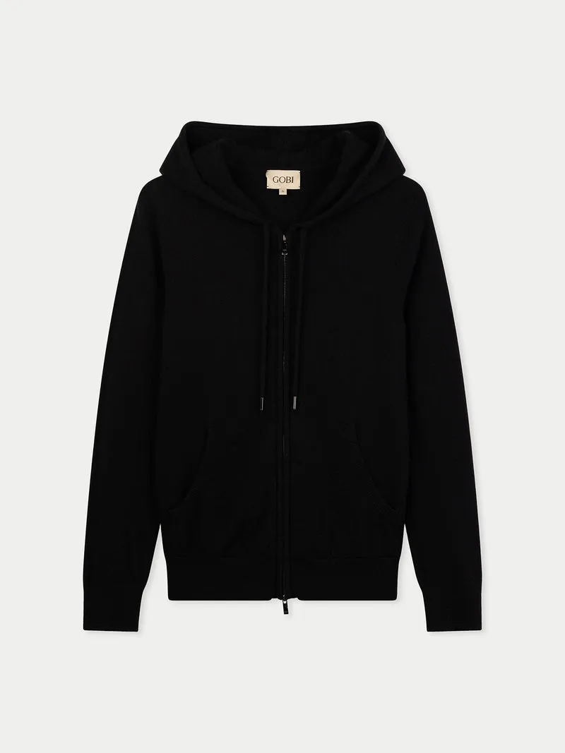 Damen Zip-Hoodie mit Smiley-Tasche