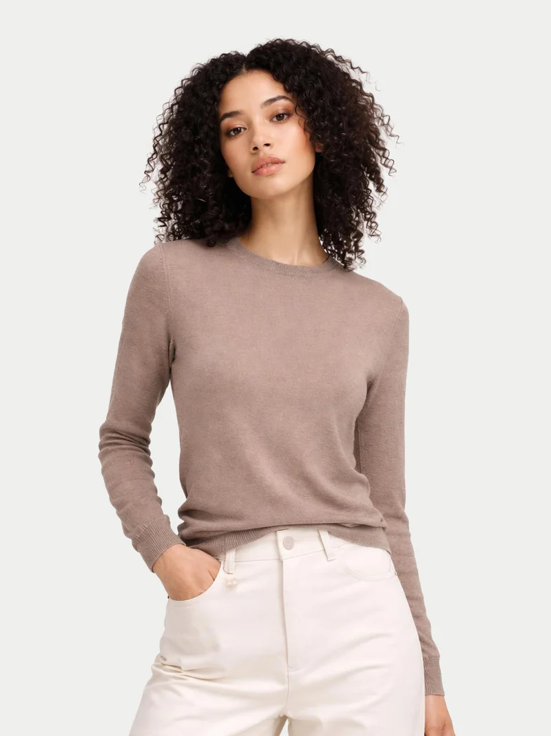 Damen Kaschmirpullover mit Rundhalsausschnitt