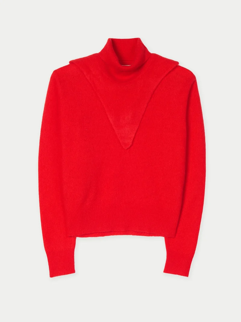 Kaschmir-Pullover mit Doppellkragen