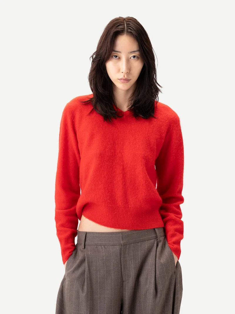 Kaschmir-Pullover mit Doppellkragen