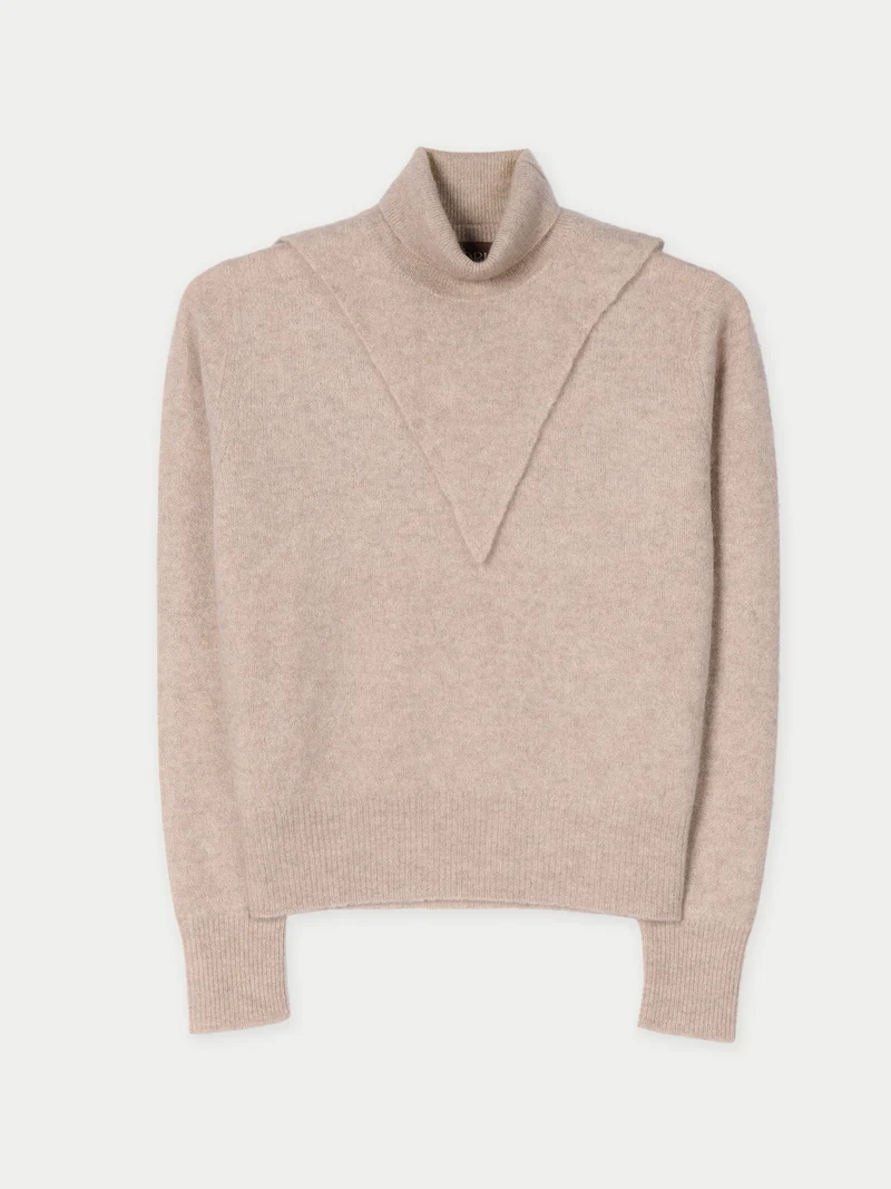 Kaschmir-Pullover mit Doppellkragen