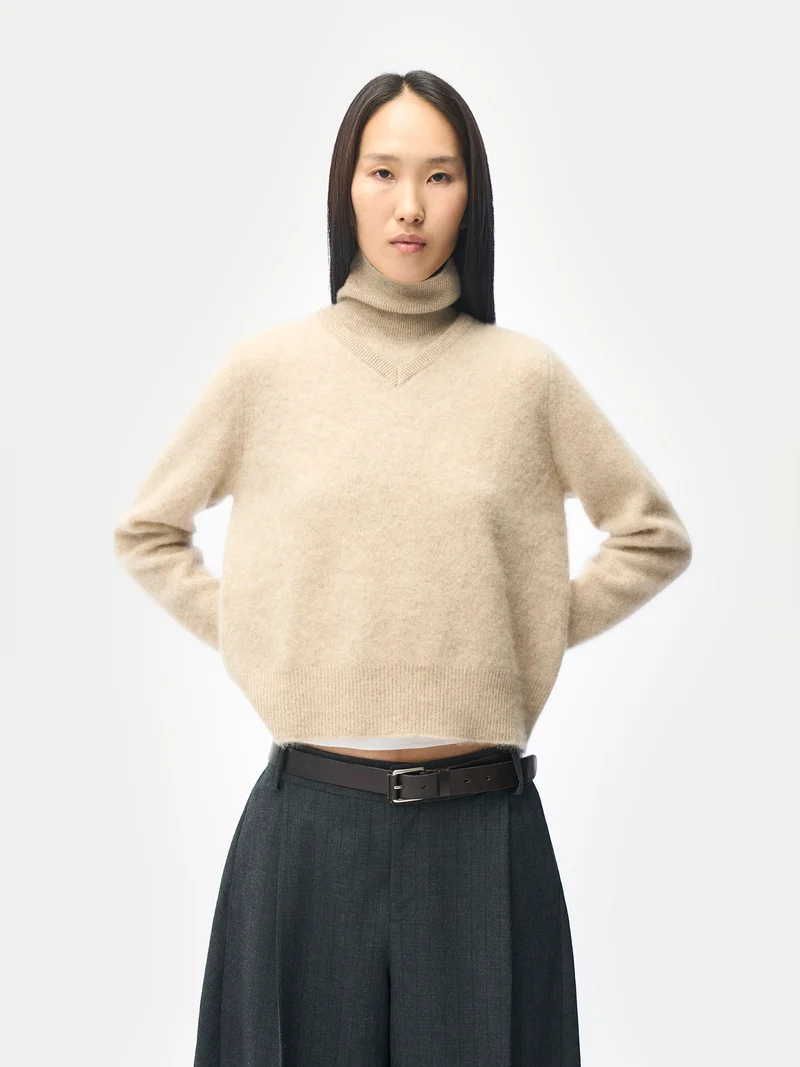 Kaschmir-Pullover mit Doppellkragen