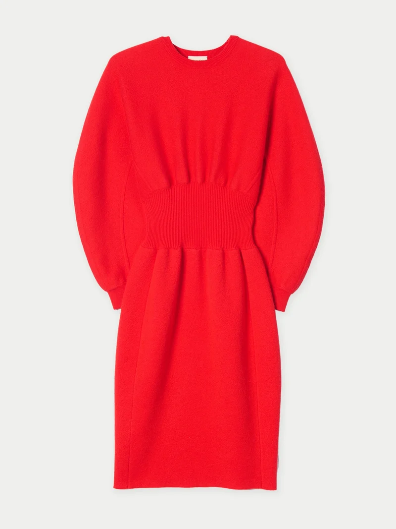 Kaschmir-Kleid mit skulpturaler Silhouette