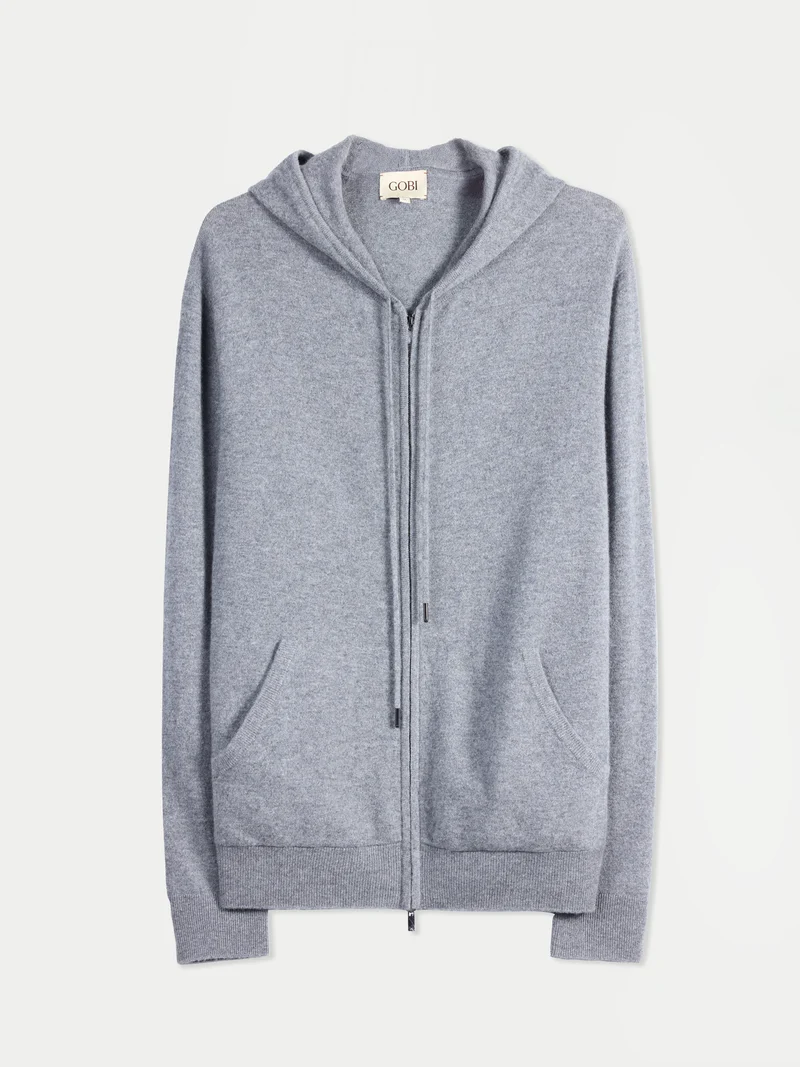 Herren Kaschmir Hoodie Mit Reißverschluss