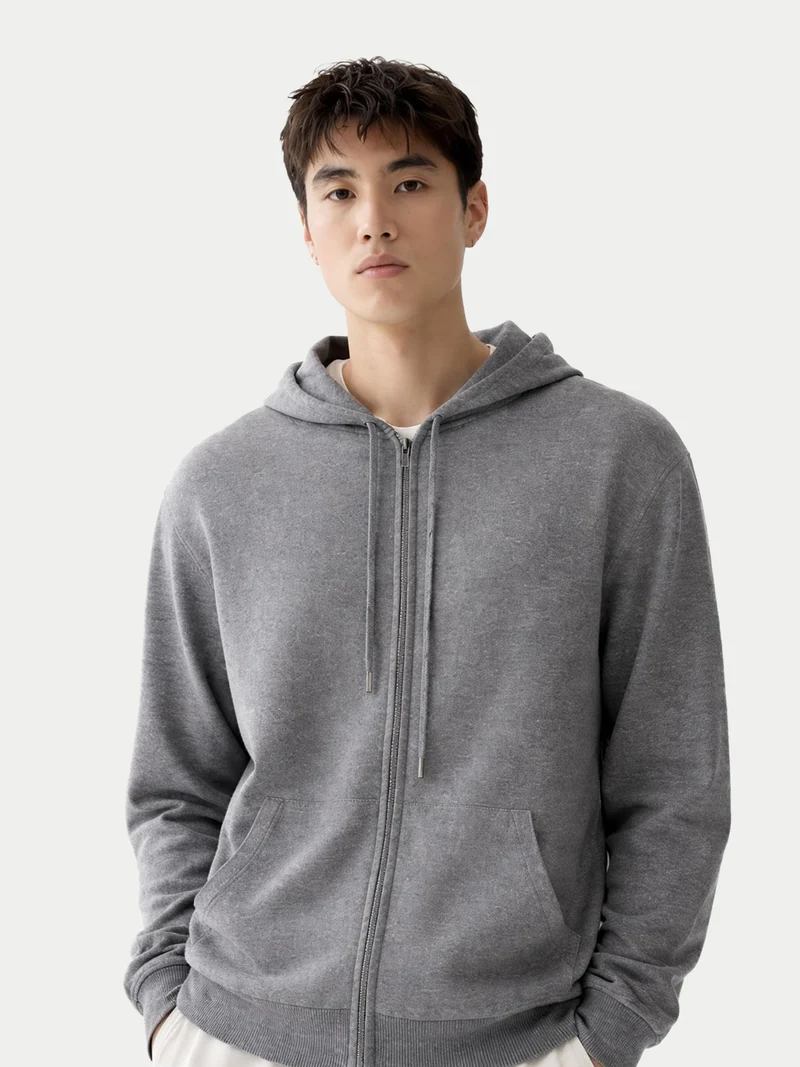 Herren Kaschmir Hoodie Mit Reißverschluss