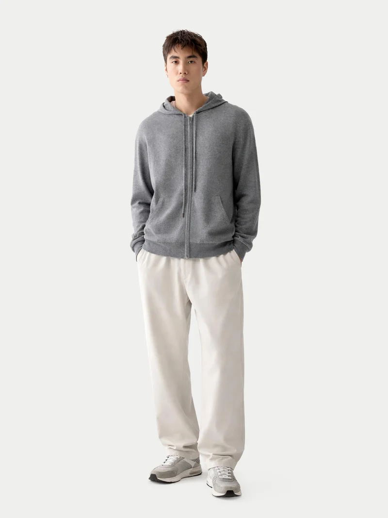 Herren Kaschmir Hoodie Mit Reißverschluss