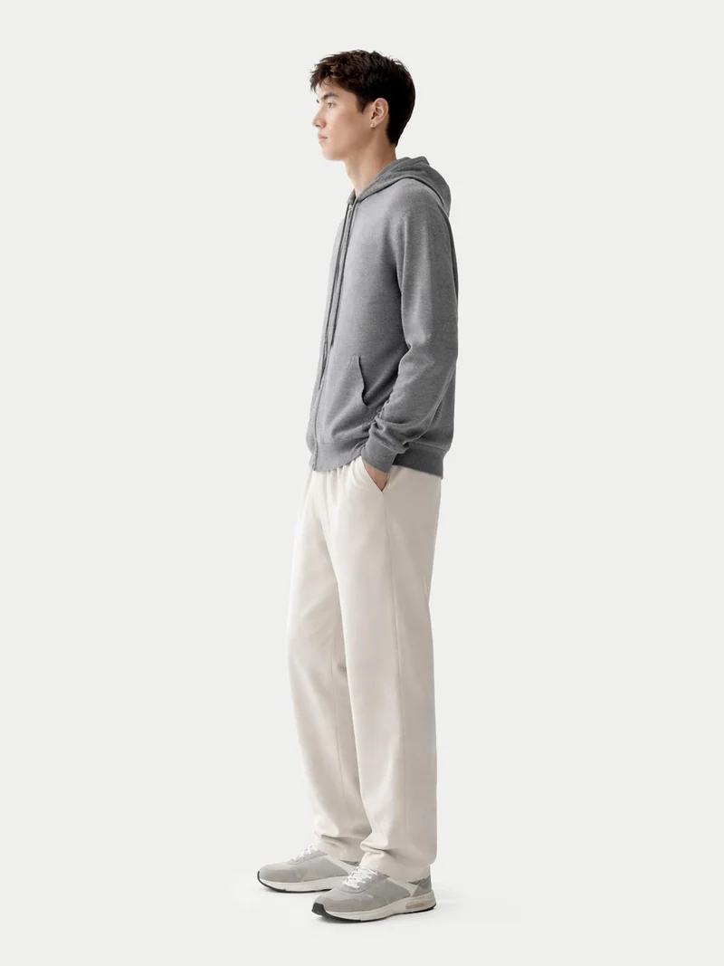 Herren Kaschmir Hoodie Mit Reißverschluss