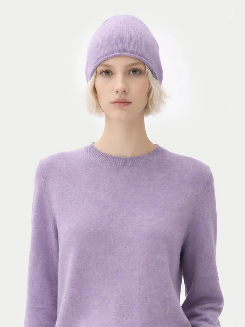 Kaschmir-Set aus Pullover und Mütze