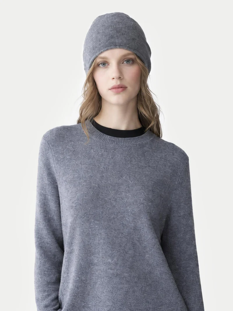 Kaschmir-Set aus Pullover und Mütze
