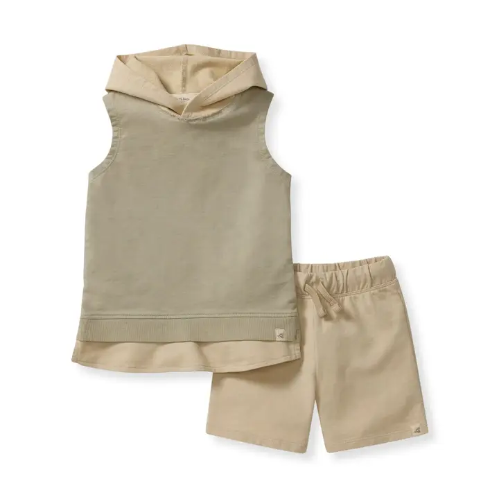 Burts Bees baby boy acid wash short set