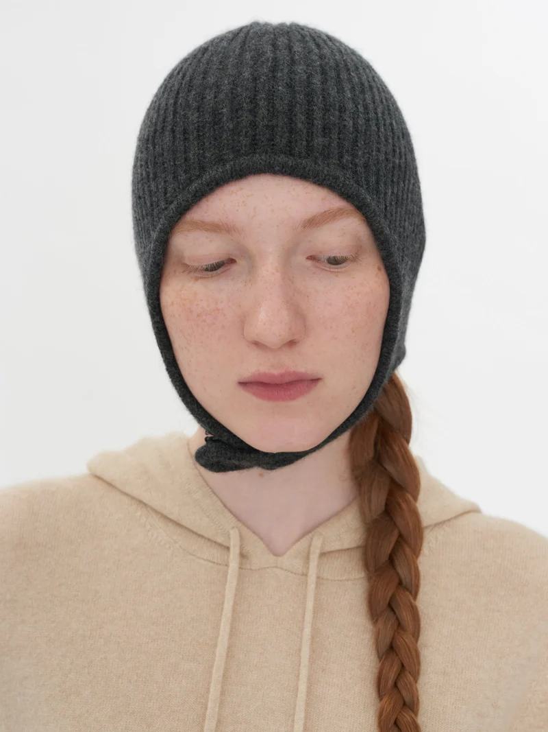 Gestrickte Kaschmir Aviator-Mütze