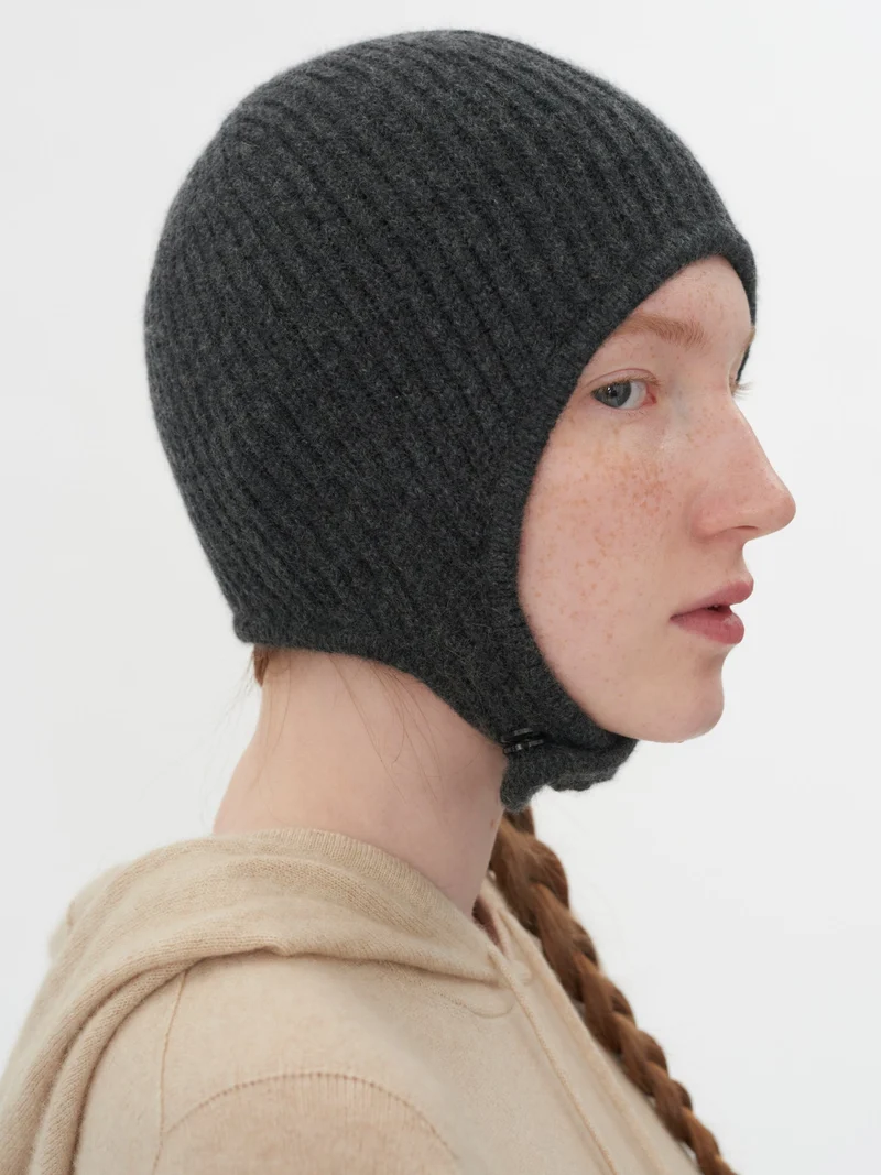 Gestrickte Kaschmir Aviator-Mütze