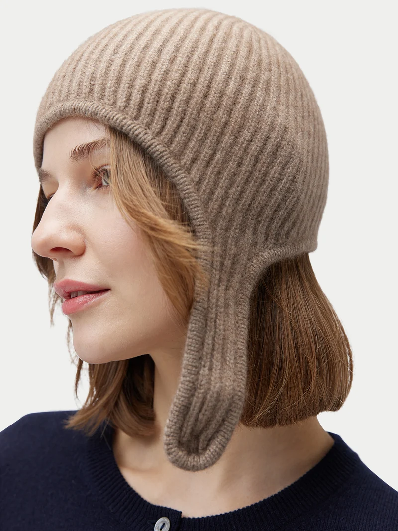 Gestrickte Kaschmir Aviator-Mütze
