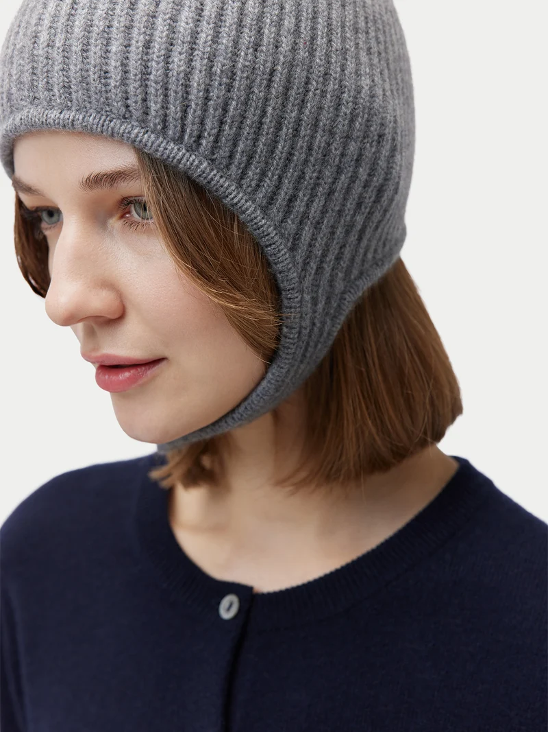 Gestrickte Kaschmir Aviator-Mütze