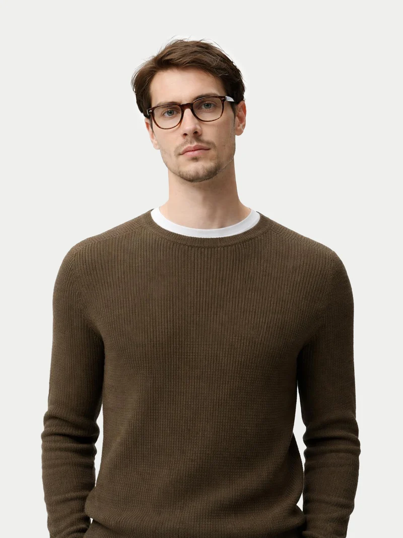 Herren Kaschmir-Pullover mit Rippenstrick