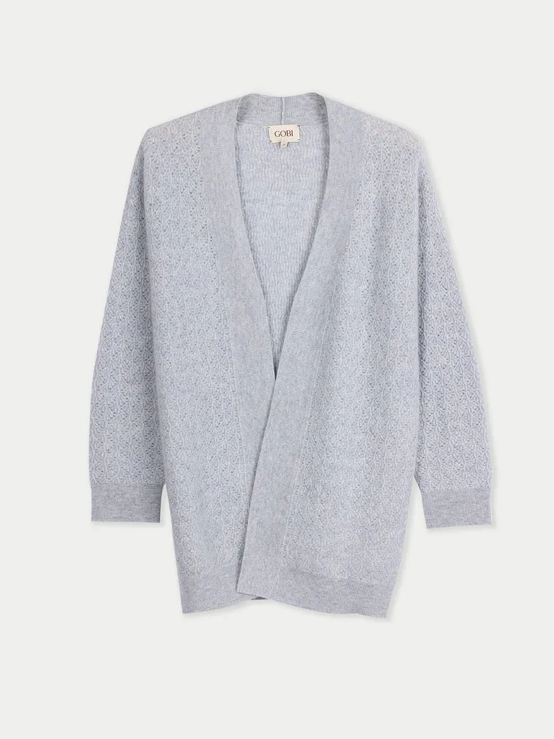 Ajour-Strick Kaschmir-Cardigan