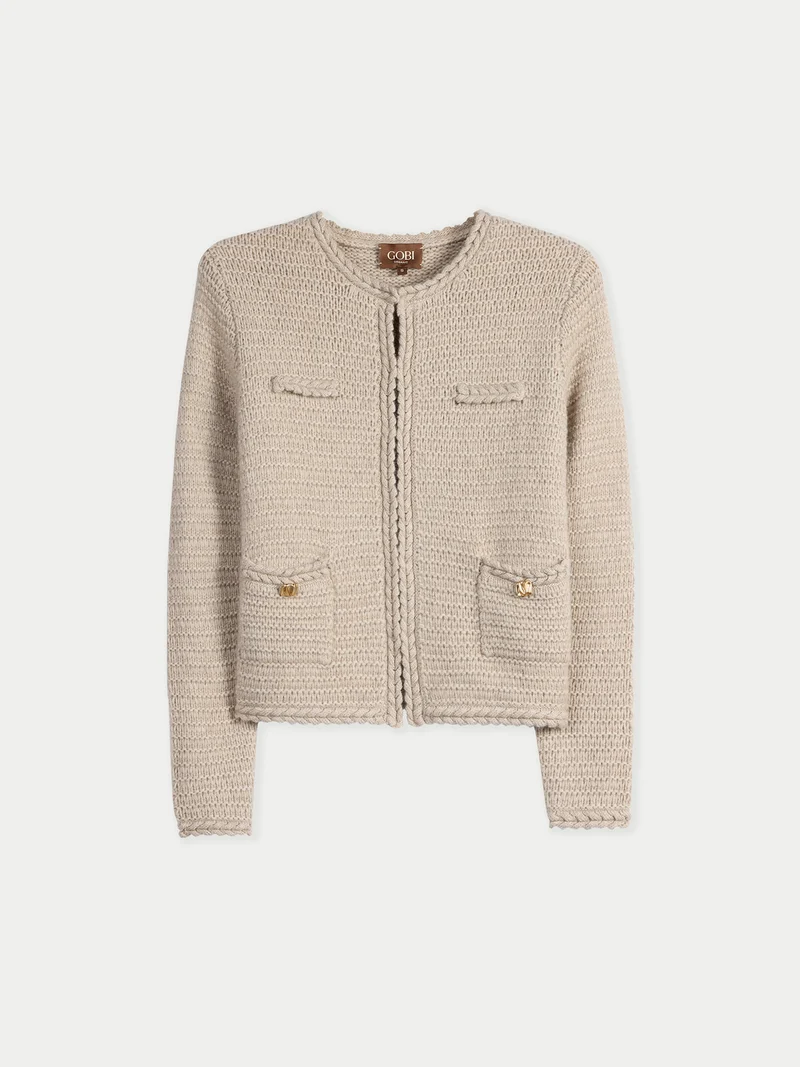 Texturierter Strick Kaschmir-Cardigan