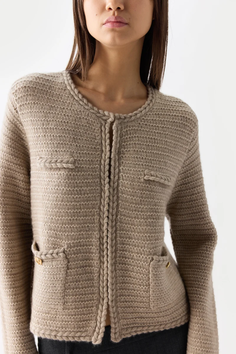 Texturierter Strick Kaschmir-Cardigan