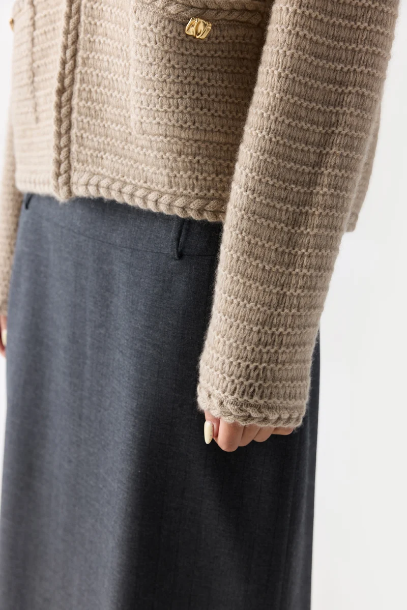 Texturierter Strick Kaschmir-Cardigan