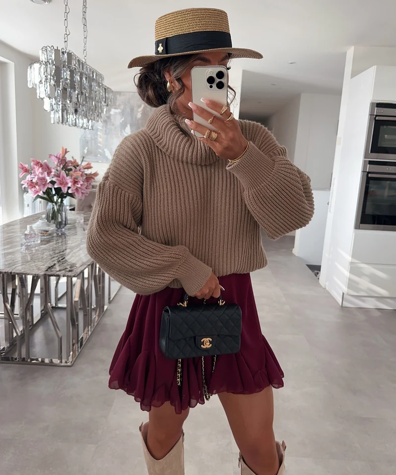 Rollkragen Pullover Yeni Camel