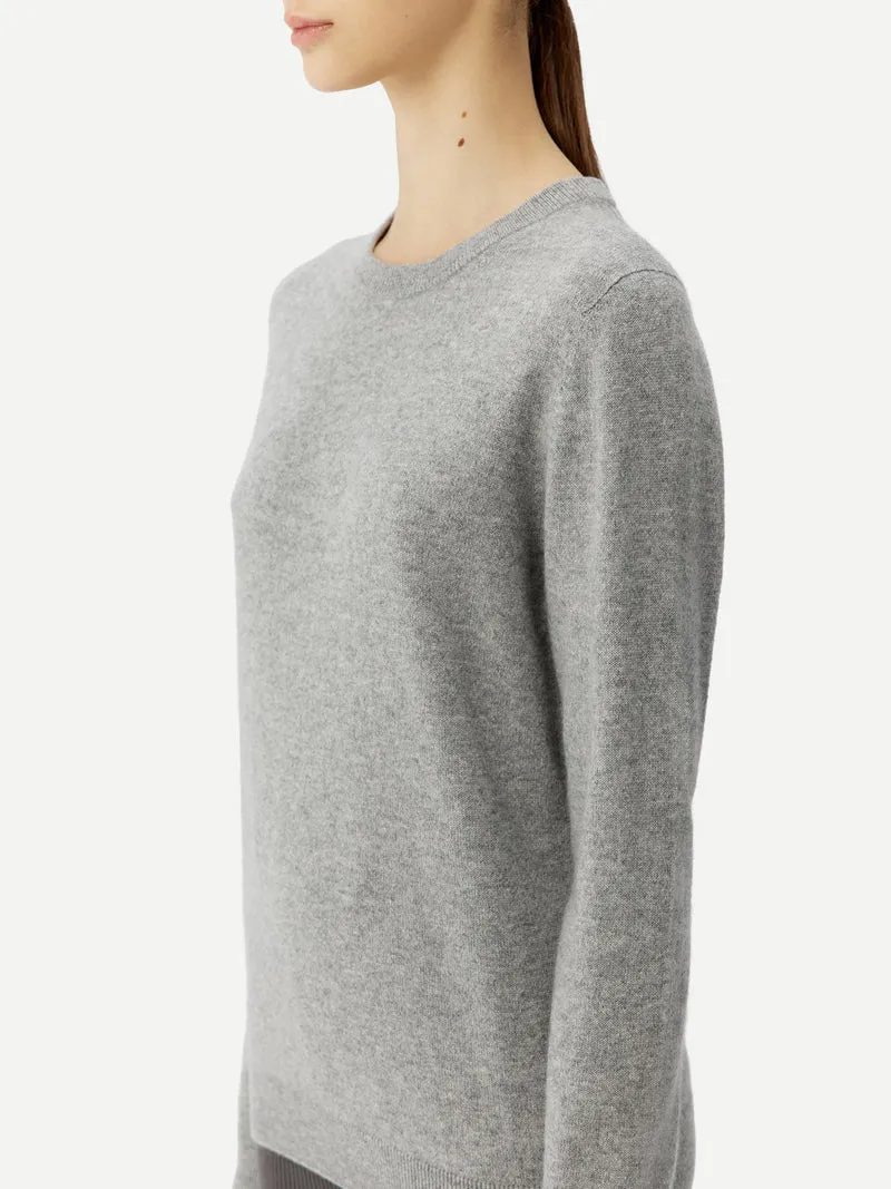Basic R-Ausschnitt Kaschmirpullover