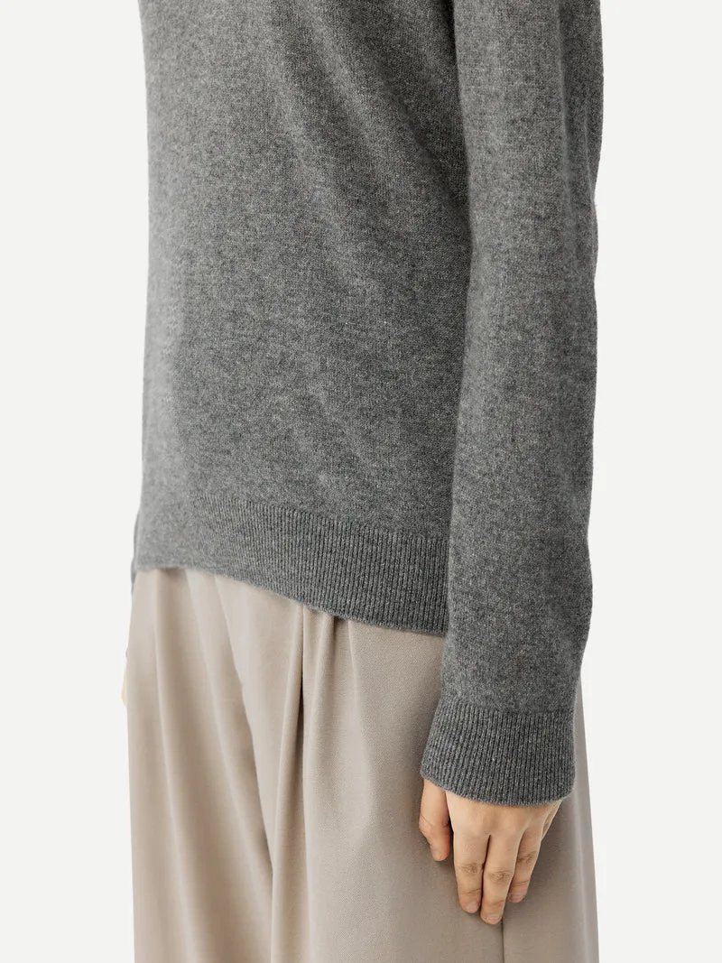 Basic V-Ausschnitt Kaschmirpullover