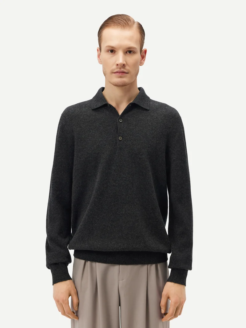 Basic Kaschmirpullover mit Polokragen