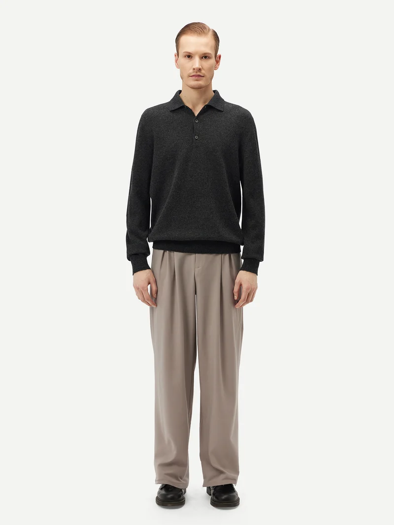 Basic Kaschmirpullover mit Polokragen