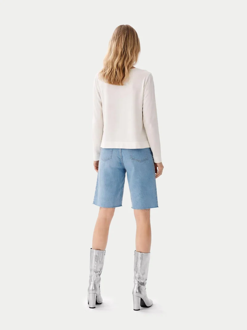 Pullover mit Bootsausschnitt aus Baumwoll-Seiden-Kaschmir-Mischung