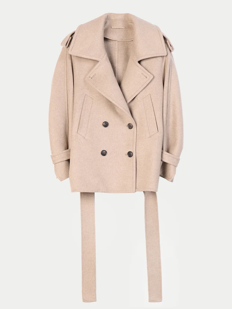 Kaschmir Peacoat im Trench-Stil