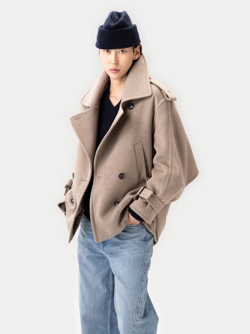 Kaschmir Peacoat im Trench-Stil