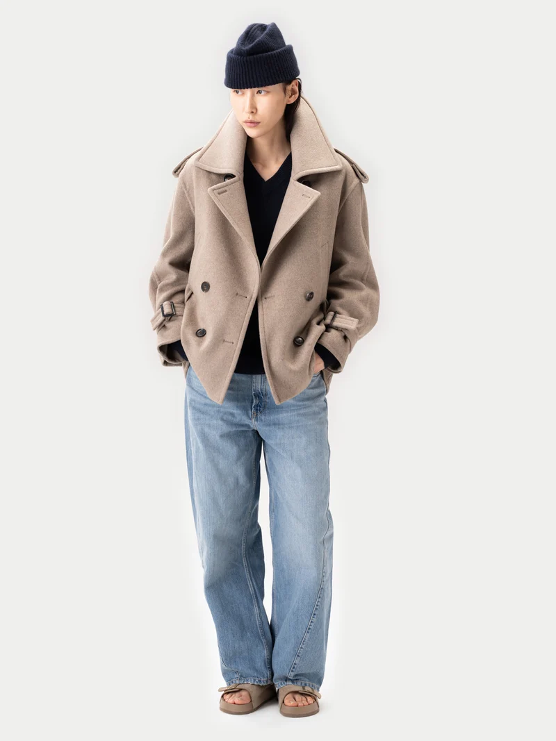 Kaschmir Peacoat im Trench-Stil