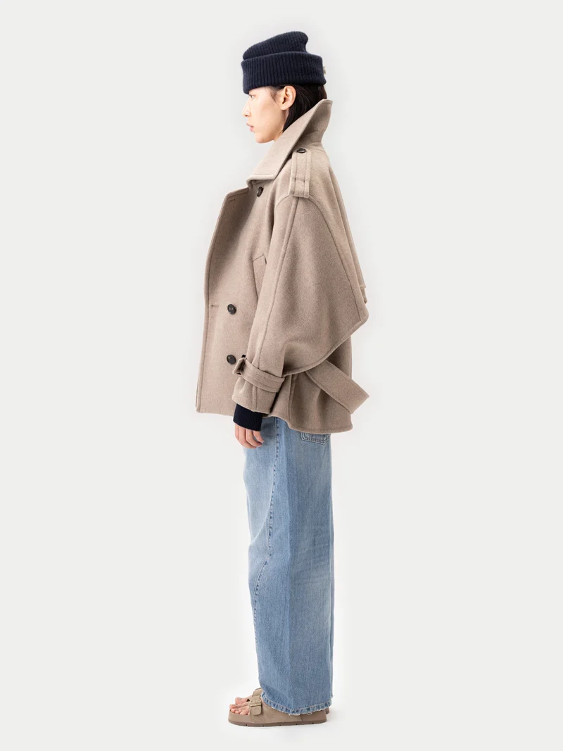 Kaschmir Peacoat im Trench-Stil