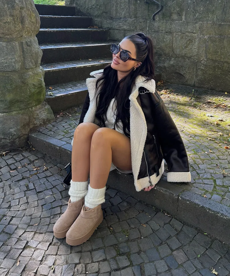 Gefütterte Plateau Boots Nina Camel