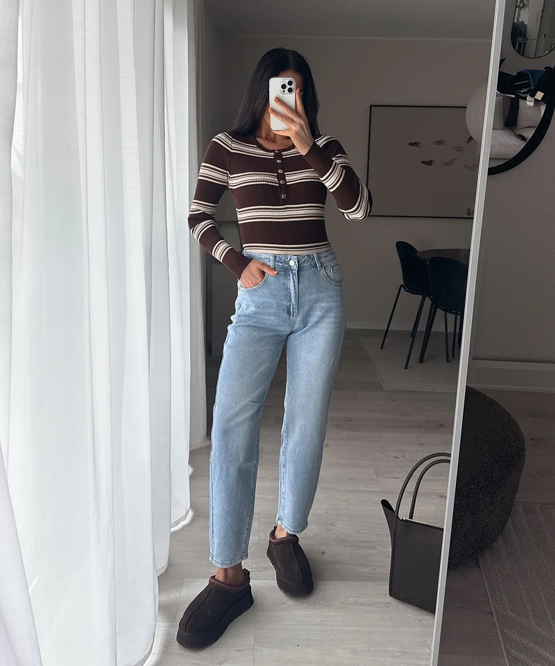 Stretch Mom Jeans Franka Hellblau