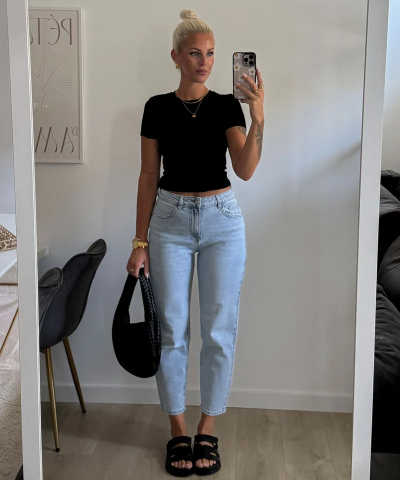 Stretch Mom Jeans Franka Hellblau