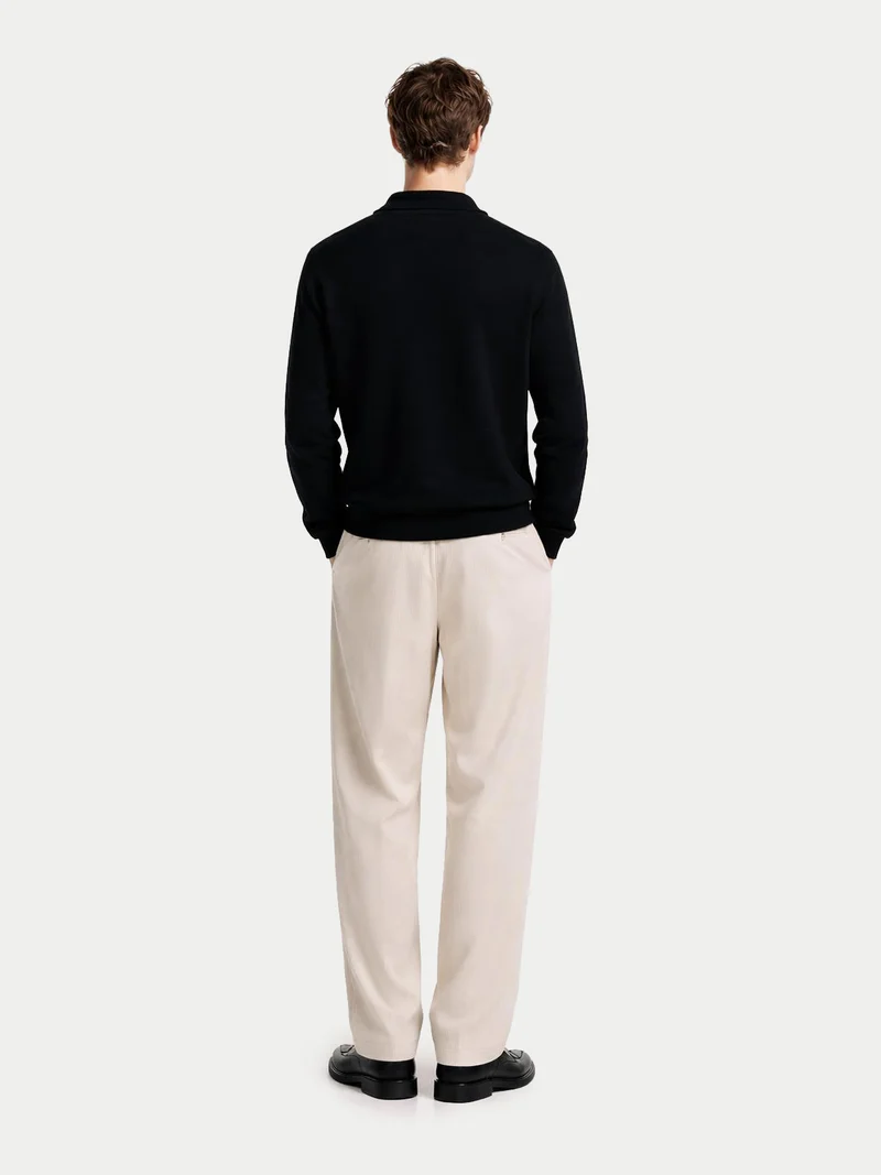 Basic Kaschmirpullover mit Polokragen