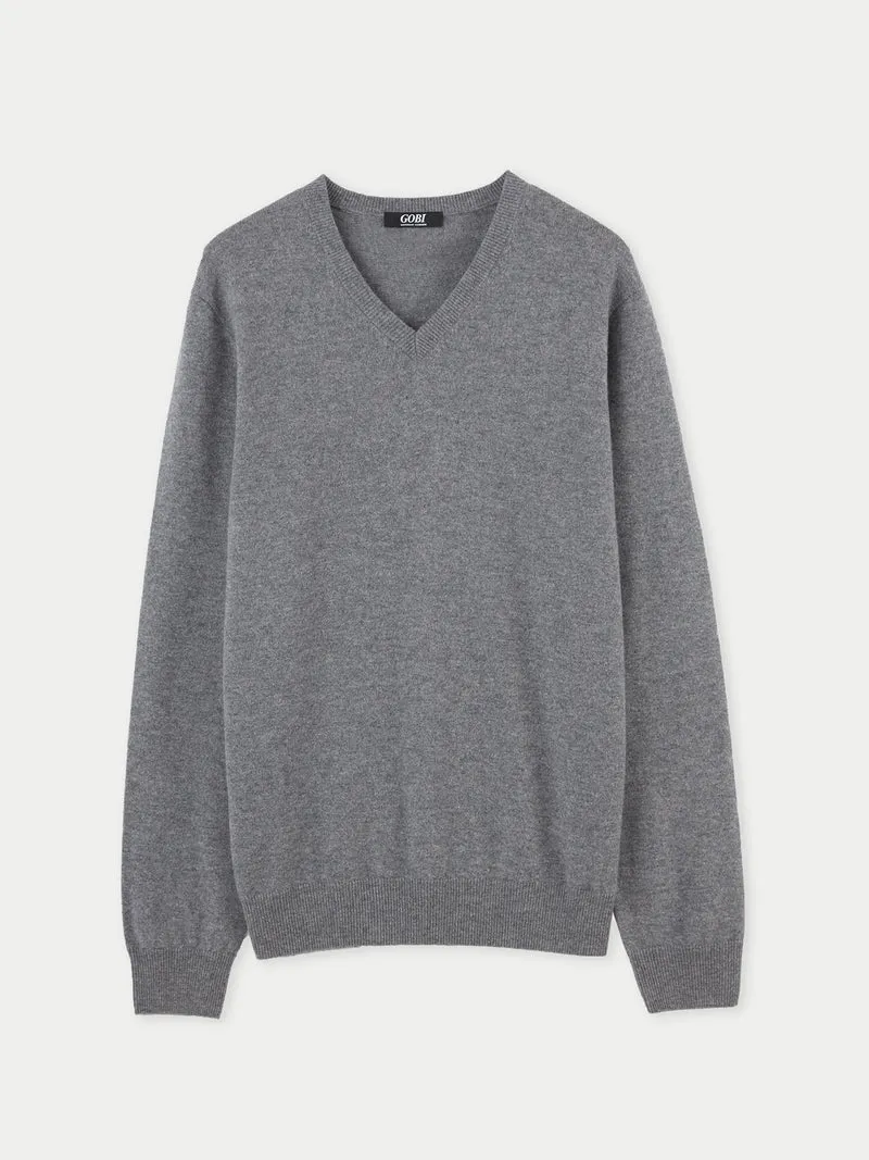 Basic Kaschmirpullover mit V-Ausschnitt