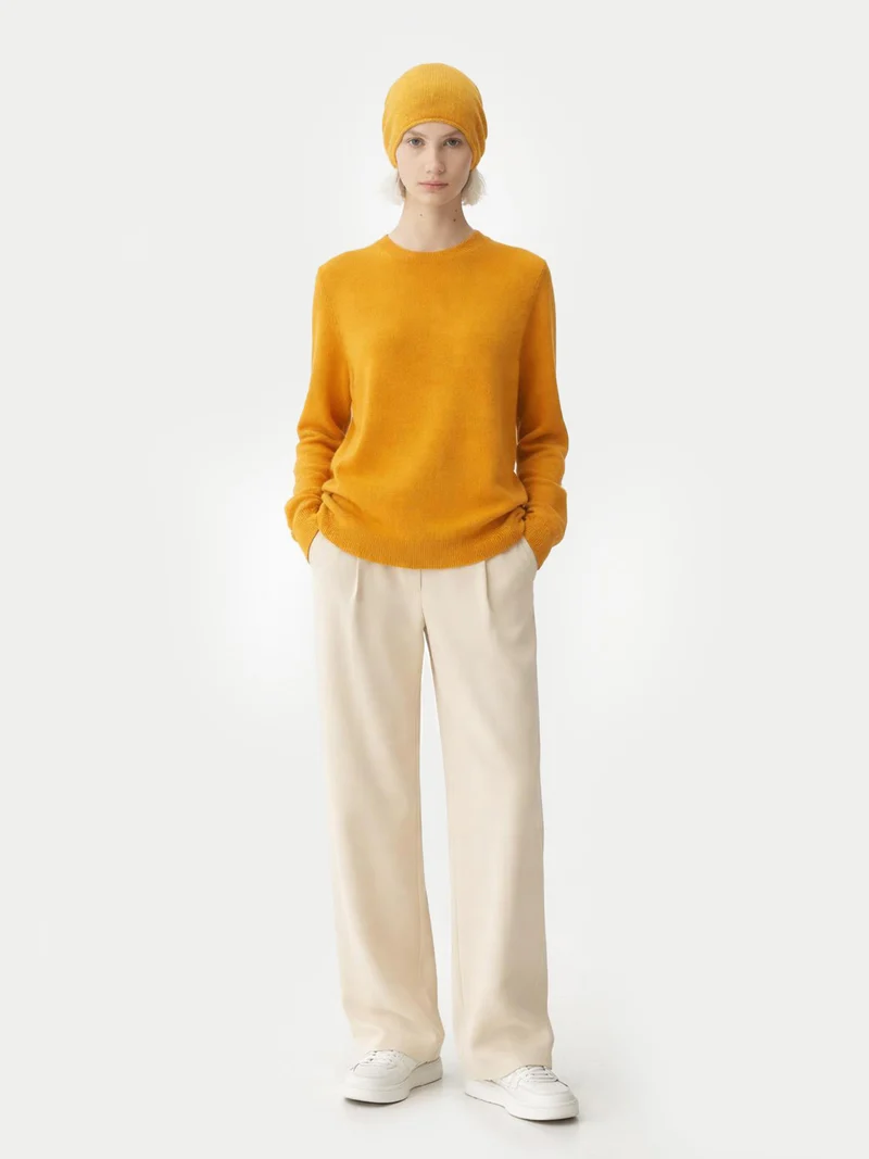 Kaschmir-Set aus Pullover und Mütze