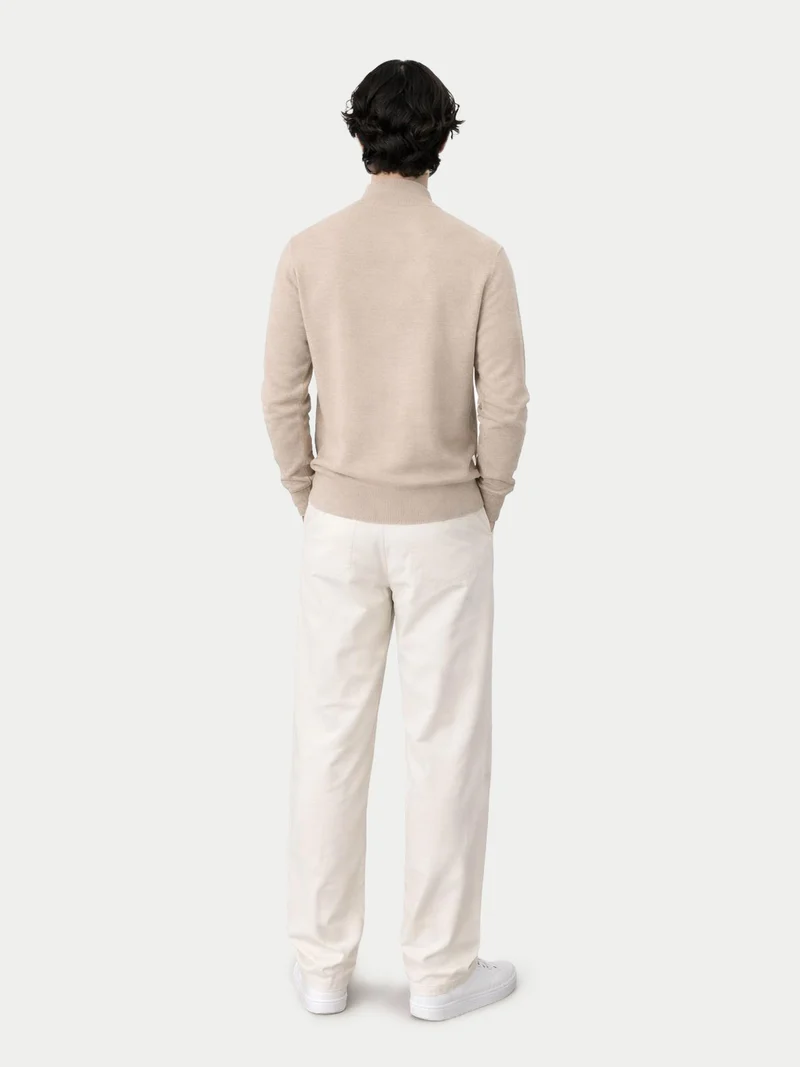 Basic Kaschmirpullover mit Halbreißverschluss