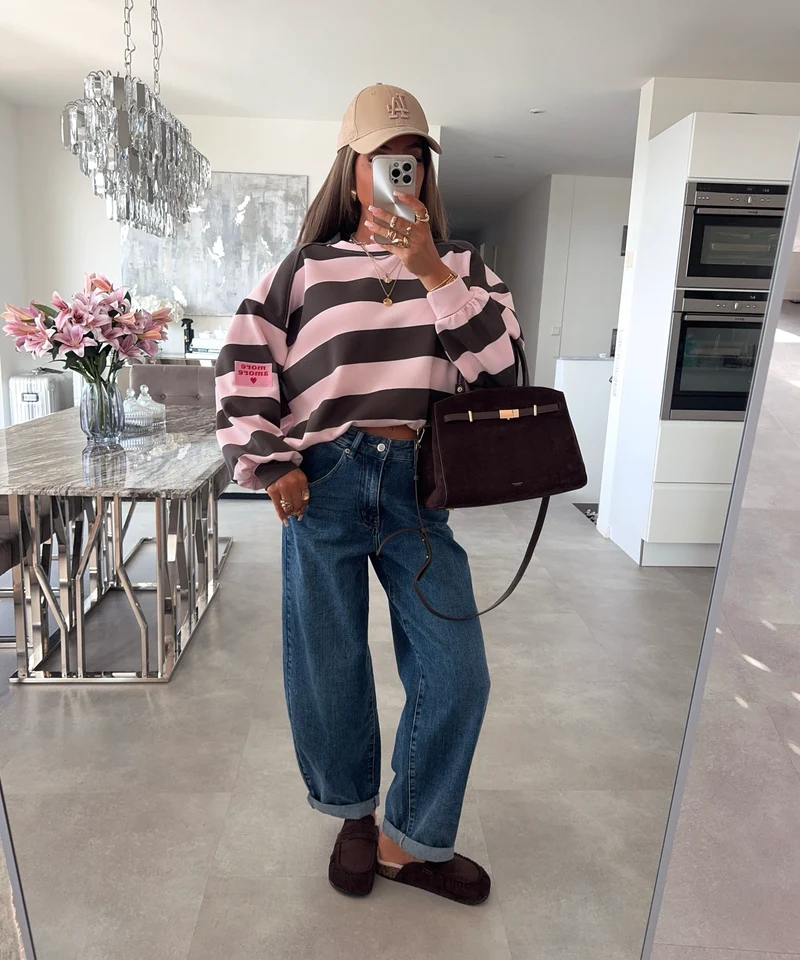 Streifen Pullover Fiora Braun Rosa