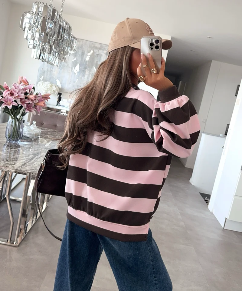 Streifen Pullover Fiora Braun Rosa