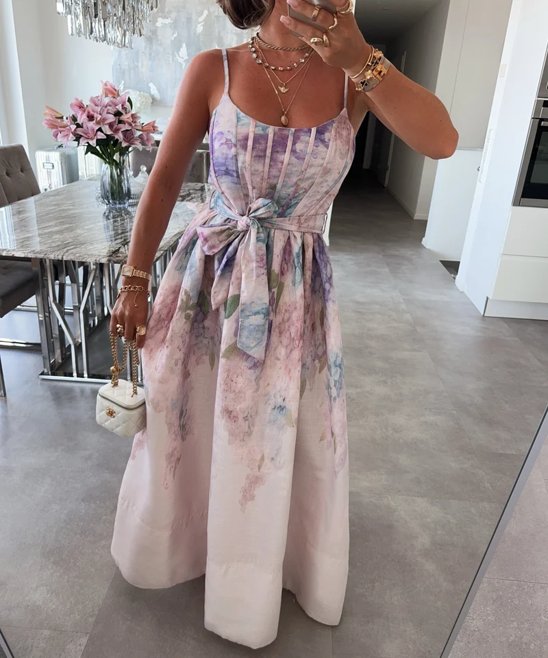 Baumwoll-Leinen Kleid Mariposa Rose