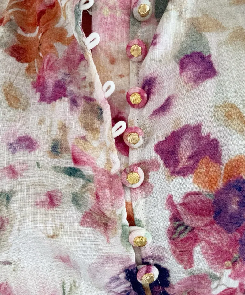 Maxi Baumwoll-Leinen Kleid Mina Weiß