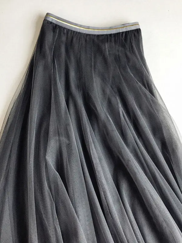 Sheer Trend Elastic Waist Mesh Skirt