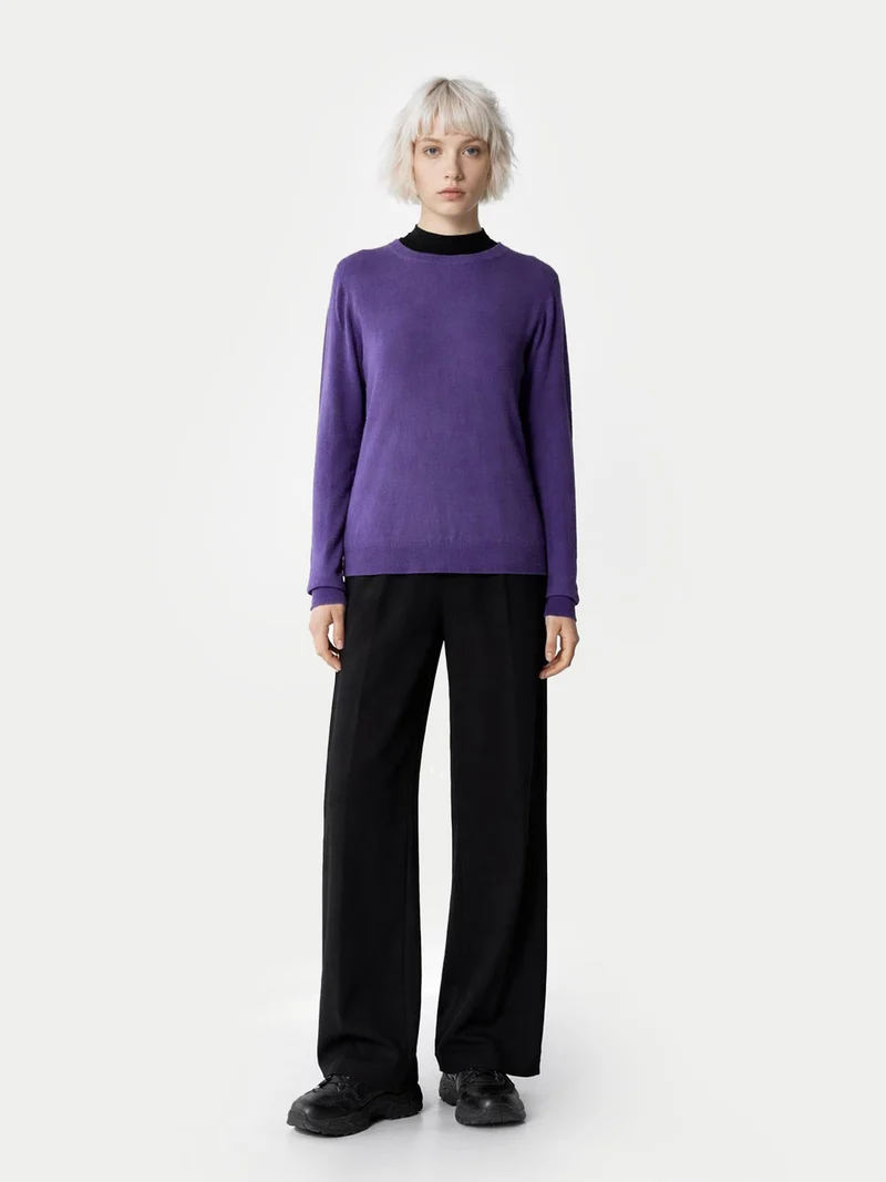 Basic R-Ausschnitt Kaschmirpullover