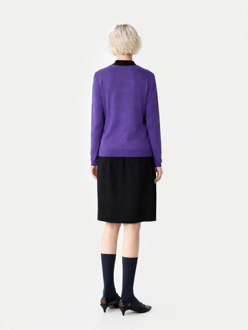 Basic R-Ausschnitt Kaschmirpullover