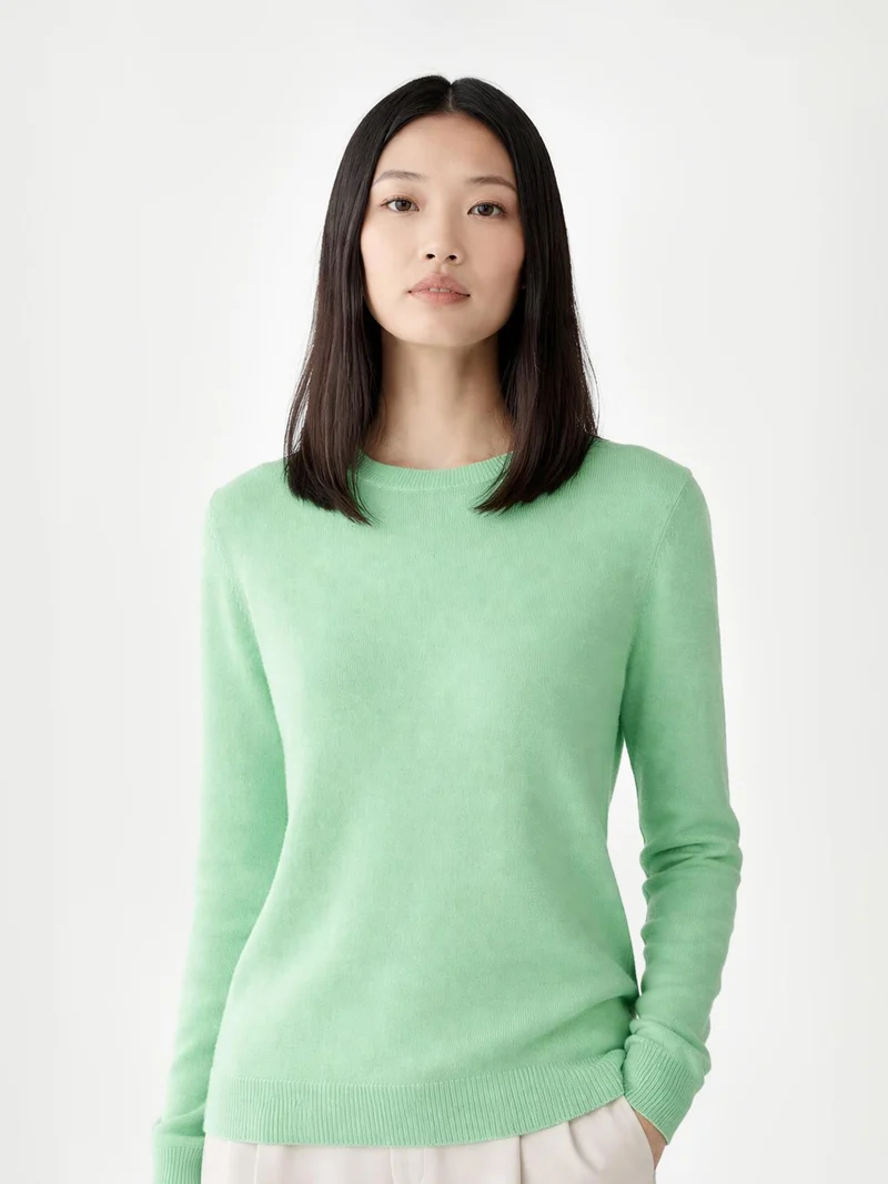Basic R-Ausschnitt Kaschmirpullover