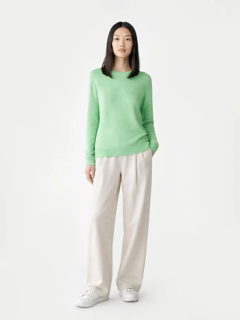 Basic R-Ausschnitt Kaschmirpullover